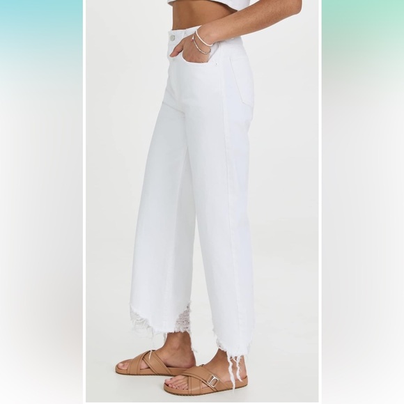 DL 1961 white wide leg distressed jeans - Picture 5 of 5